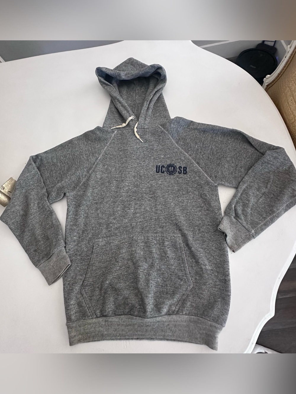 VTG 70s Artex UCSB Hoodie Sweatshirt Small Gray Raglan Made In USA Rare Unisex